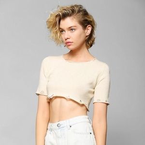 UNIF Liv Knit Distressed Crop Top